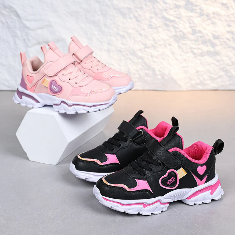 Autumn Girls Sneaker Children Leather Shoes PU Daily Kids Casual Walking Sneaker Platform Sports Tennis Sports Shoes Girl.