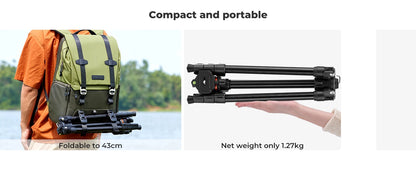 K&F Concept 178cm Lightweight Camera Tripod Cellphone Clip Travel DSLR Tripod for Nikon Canon Camera Outdoor Live Streaming Vlog.