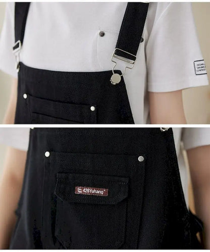 Denim Jumpsuits for Women Vintage Korean Style One Piece Outfit Casual Loose Rompers Wide Leg Jeans Summer New Women Clothing.