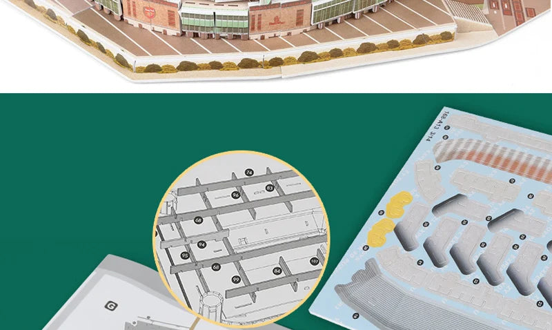 3D Football Stadium Puzzle Paper Model Architecture Kit Adult Kids Craft Building Toy Home Decor Gift Jigsaw Collectible Play.