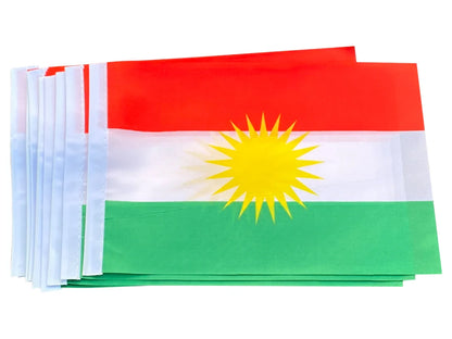 xvggdg  100pcs 14 * 21cm  plastic Stick Kurdish hand flag   waving  National   Kurdistan   banner.