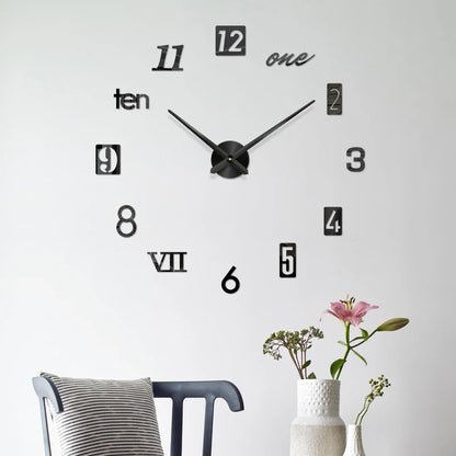2D/3D Große Römische Ziffer Acryl Spiegel Wanduhr Aufkleber Mode DIY Quarz Uhren Uhr Hause Dekoration Wohnzimmer Aufkleber