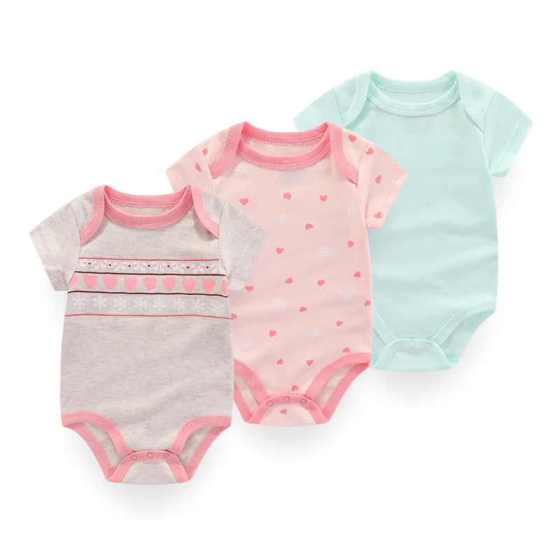 3PCS Mode Sommer Kurzarm Cartoon Baby Junge Mädchen Body Baumwolle Neugeborene Kleidung.