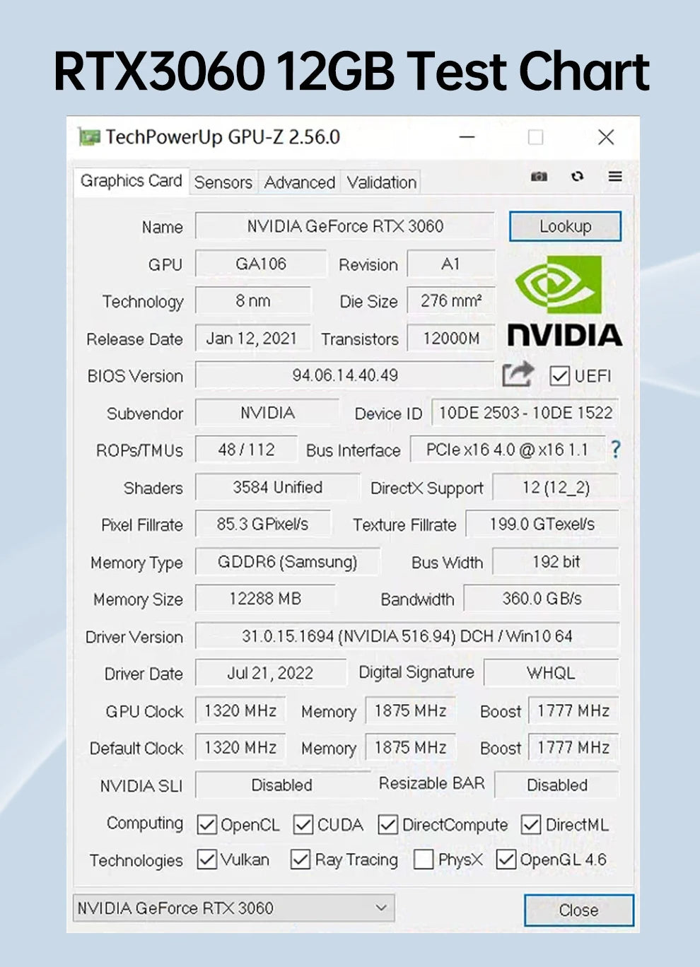 SOYO New Gaming Graphics Cards NVIDIA GeForce RTX 3060 12GB GDDR6 192 Bit Desktop GPU Video Card Computer components.