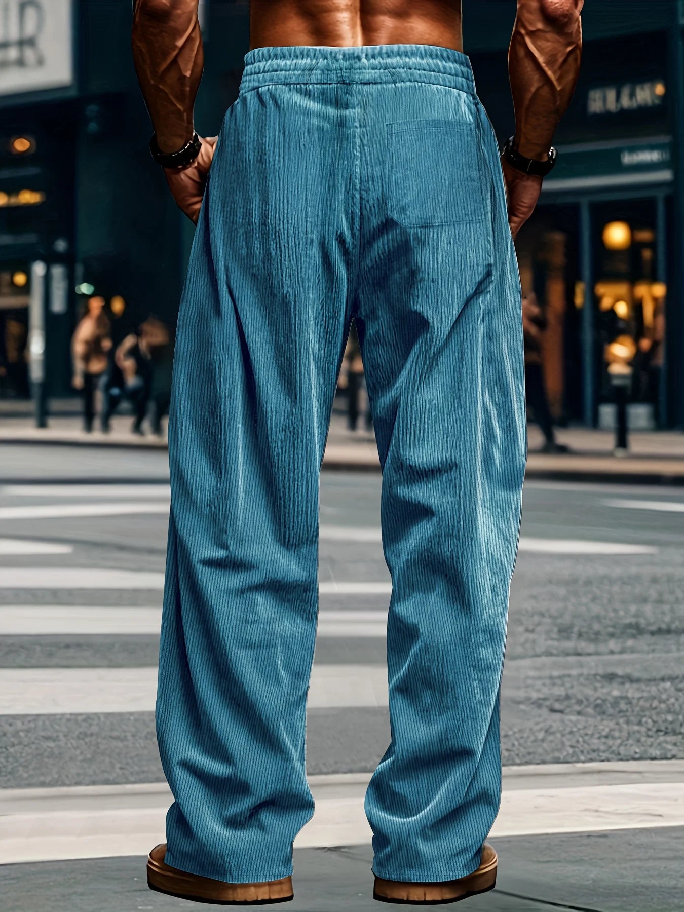 Neue Frühlings- und Herbst-Cord-Freizeithose für Herren, einfarbig mit Kordelzugtaschen, atmungsaktiv und bequem, geeignet für.