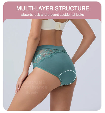 High Waist Period Panties for Women 4-Layer Leakproof Bamboo Fiber Menstrual Underwear Eco-Friendly for Sports Sleep Daily Use.