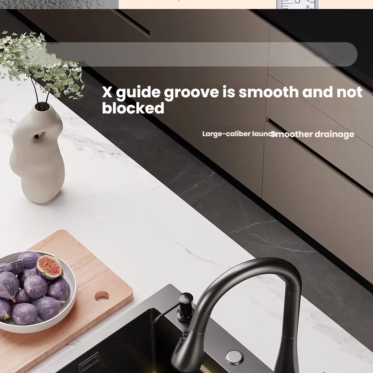 Stainless Steel Kitchen Sink Household Rice Grain Pattern Large Single Slot Wear Resistant Wash Dish Bowl Countertop Basin