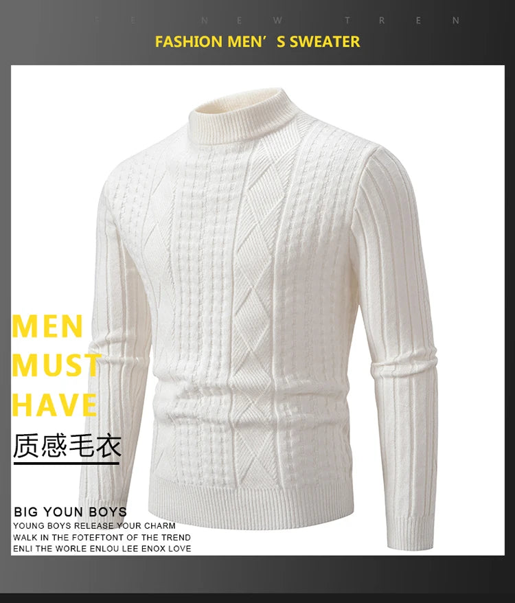 2023 Autumn  and Winter New Sweaters Warm Fit Knitted Sweaters Solid Color Casual Pullover Multiple Styles Sweater Men.