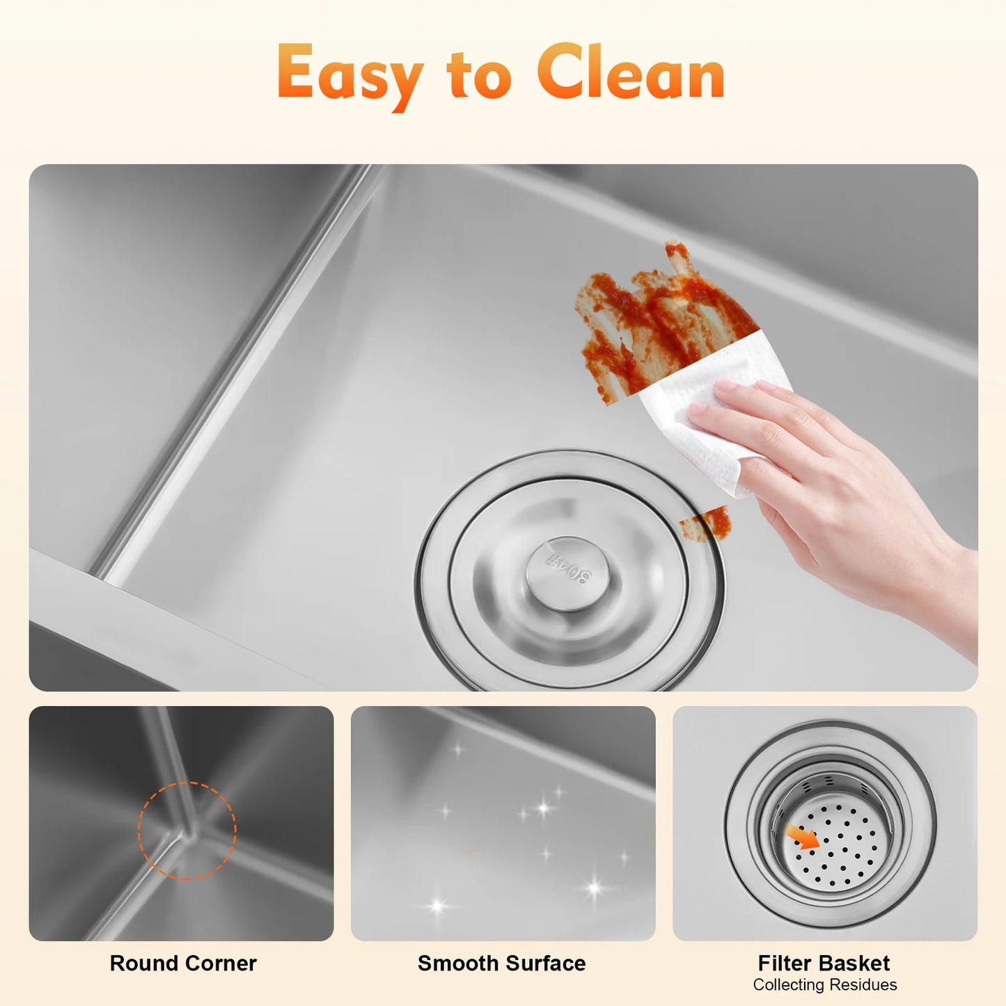 Rechteckiges Unterbau-/Topmount-Waschbecken mit schalldichten Pads, Doppelschüssel-Küchenspüle aus Edelstahl, Badezimmerwaschbecken ﻿