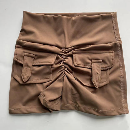 New Workout Fitness Training High Waist Scrunch Butt Seamless Sports Yoga Biker Shorts With Pocket For Women.