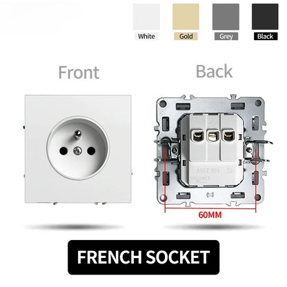 80 mm Typ Rahmen Steckdose 1/2-Wege-Wandknopfschalter USB Typ-C-Anschlüsse Steckdose EU-Standard für Deutschland DIY Teil freie Kombination