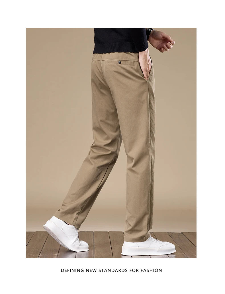 Men's Slim-Fit Straight-Leg Casual Trousers for Young and Middle-Aged Men - New Autumn Collection.