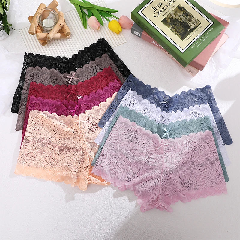 FINETOO 6Pcs Women Floral Lace Panties High Waist Brief Sexy Lingerie Panty Brazilian Underpants Femme Underwear Bikini Intimate.