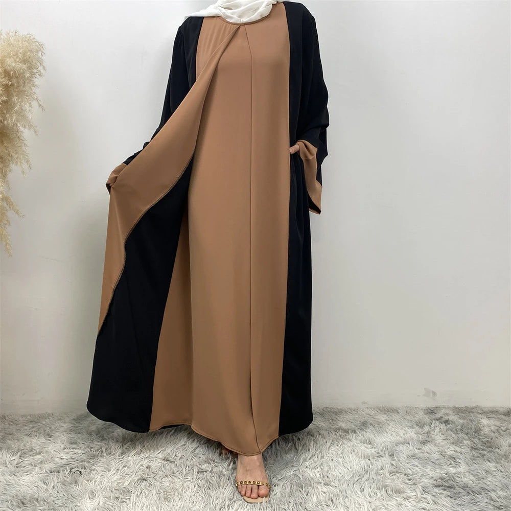Ramadan Eid Muslimischen Abaya Dubai Luxus Spleißen Gefälschte Zwei Stücke Abayas Für Frauen Kaftan Modest Kleid Islam Kaftan Marocain Femme