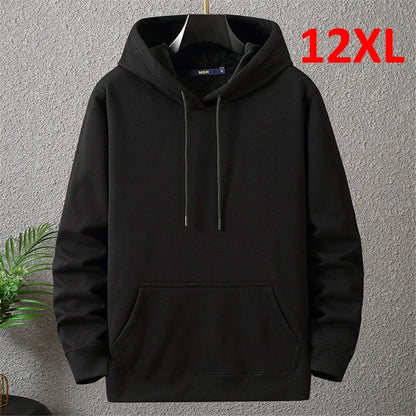 Large Size Men's Hoodie Jacket Hooded Long Sleeve Thick Warm Fleece Lined Sweatshirt Male Casual Winter 10XL 12XL Extra Big Plus.