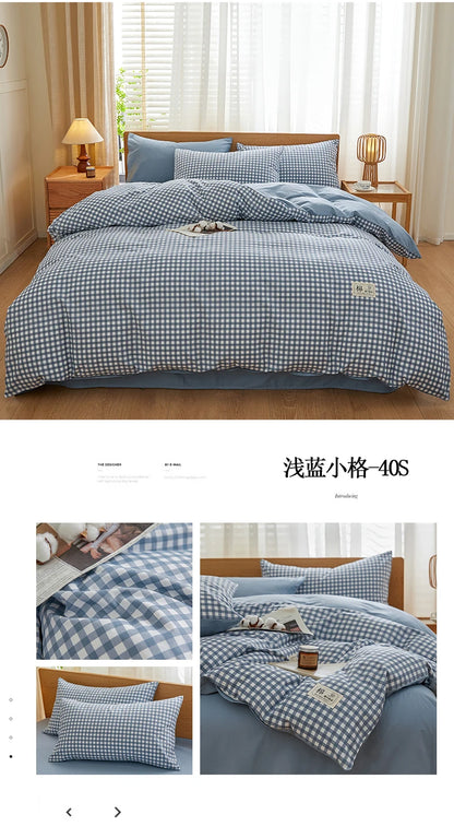 2025 new solid color matching pure cotton quilt cover bed four-piece set student dormitory 3-piece set available in all seasons