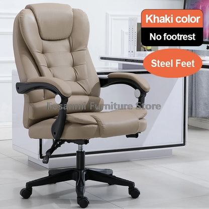 Dicker Boss-Bürostuhl mit hoher Rückenlehne und Armlehnen, Leder-Computer-Drehstuhl, ergonomische Liege-Gamer-Schreibtischstühle für Zuhause