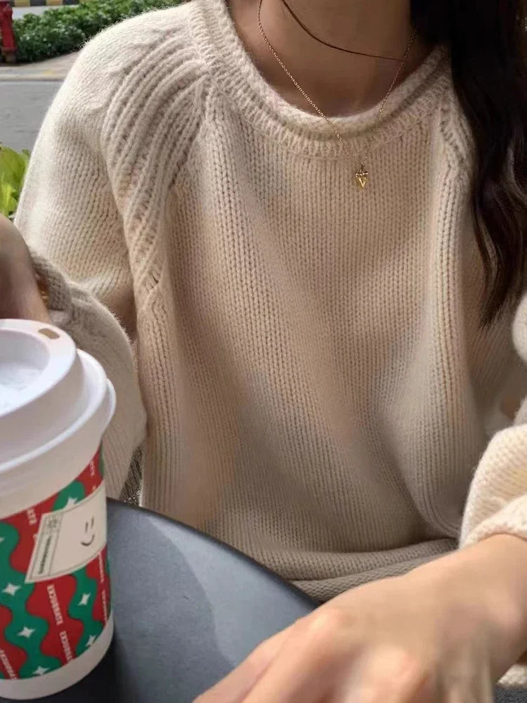 Harajuku Lose Lange Hülse Frauen Pullover Koreanische Herbst Winter Jumper Strickwaren Weiche Warme Tops Chic Solide Femme Pullover Pullover.