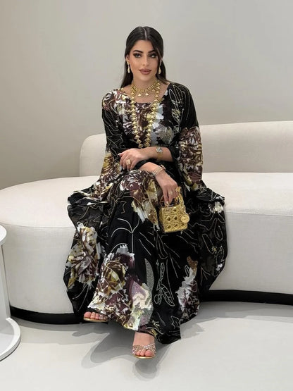 Muslimischen Kleid für Frauen Chiffon Diamant Party Abaya Kleider Arabischen Lange Robe Marokko Dubai Kaftan Vestidos Jalabiya Ramadan Eid.