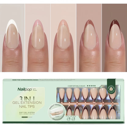 Nailpop 150Pcs French Gel Nail Tips Medium Almond Pre-Colored Press on Nails Skin Tones Soft Gel Nails False Nail Extensions.