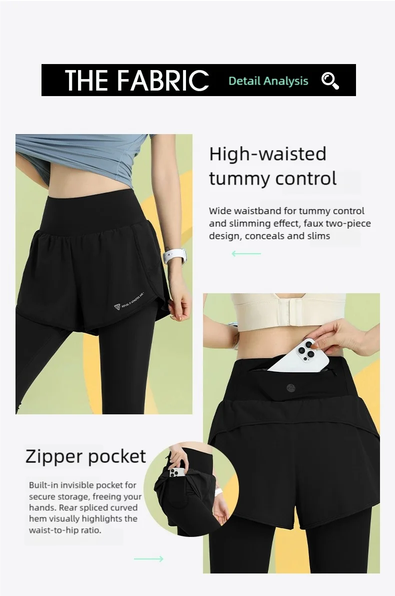 PHIGEER Women 2 in 1 Yoga Capri Pants Summer Lightweight Workout Tights With Pockets High Waist Running Gym Legging Activewears.