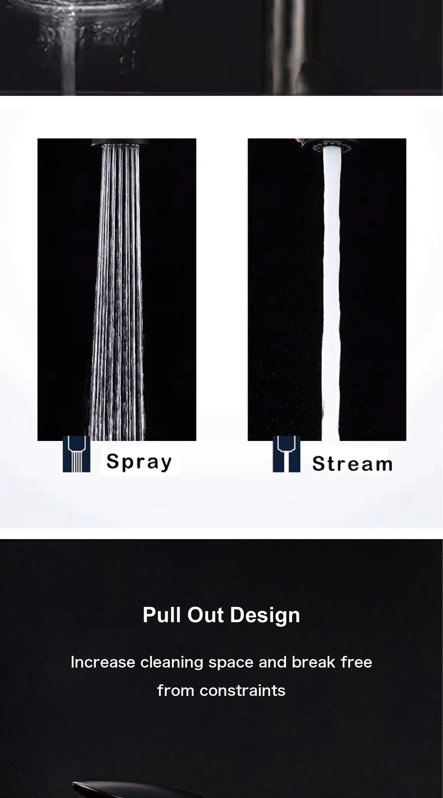 Luxury brass gold touch switch kitchen faucet pull-out design 1 hole single handle hot and cold water sink 2 function Mixer