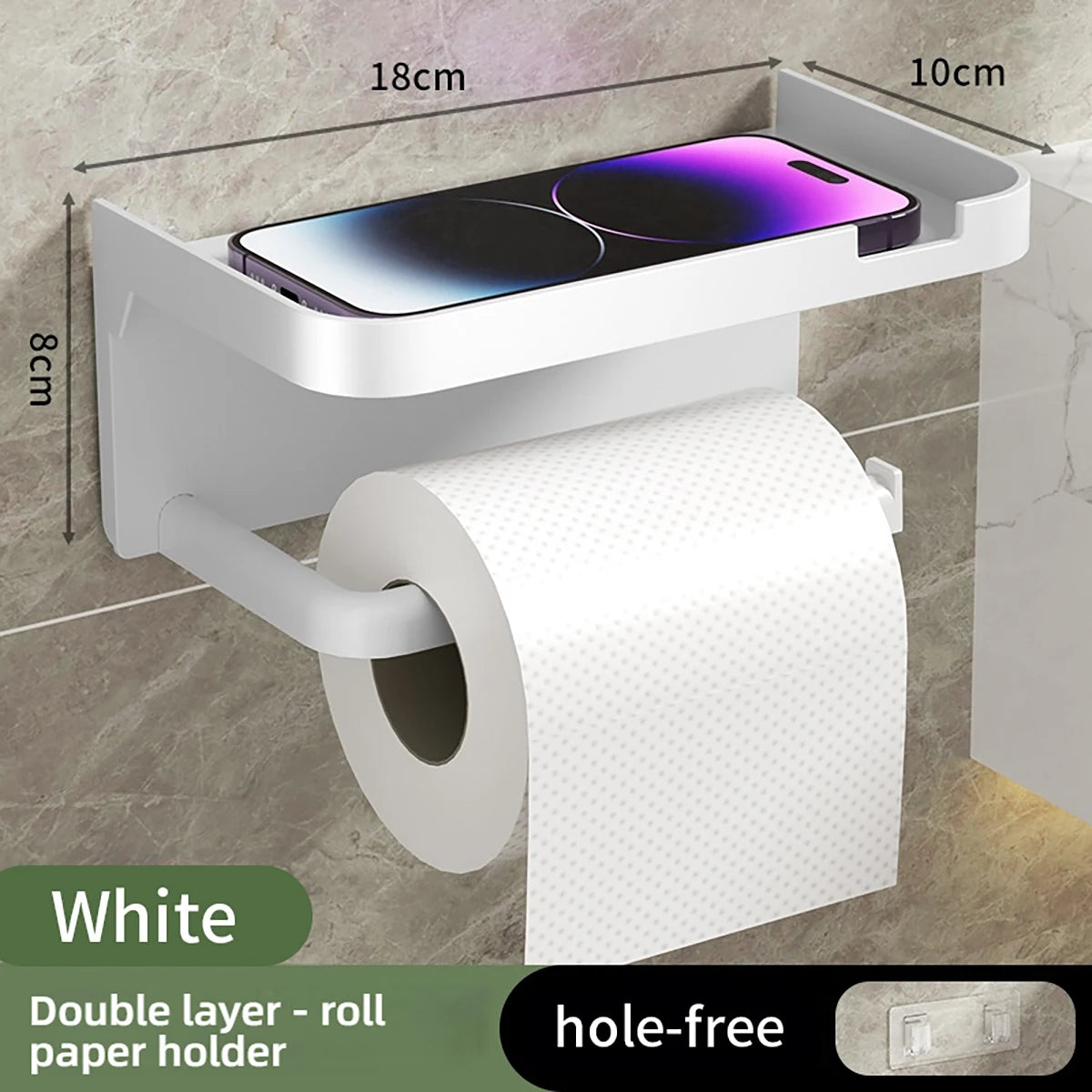 1 Stück wandmontiertes Aufbewahrungsregal, Toilettenpapierhalter, No-Punch Roll Organizer – Badezimmer-Aufbewahrungszubehör