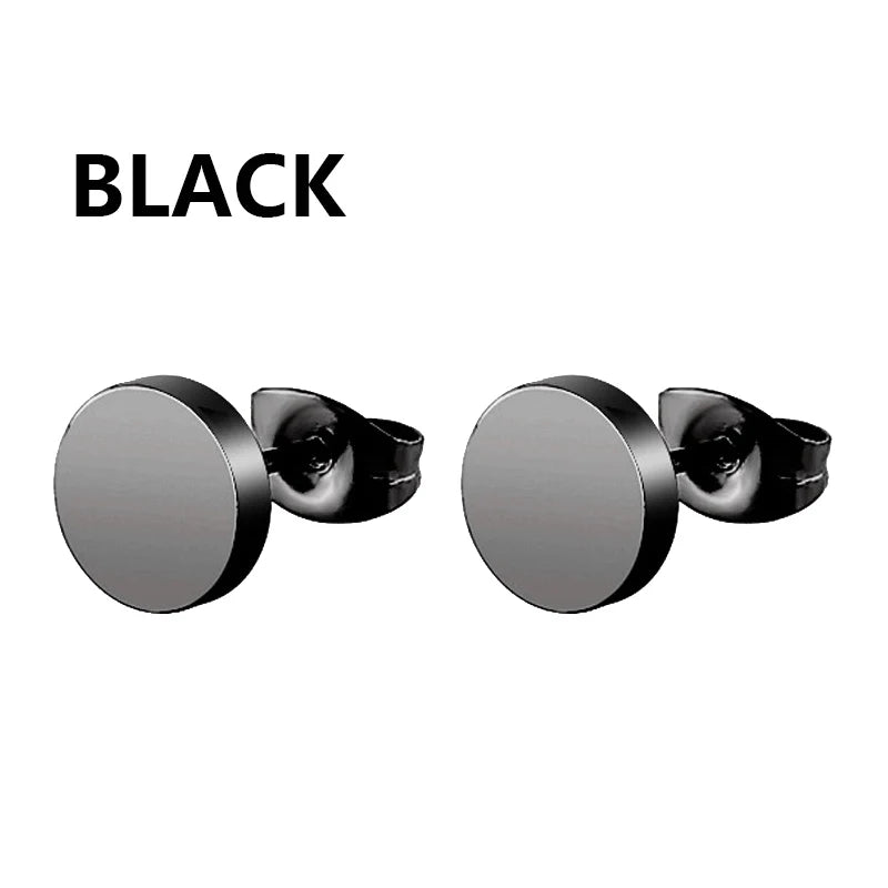 1 Pairs Black Earrings Set Punk Stainless Steel Stud Earrings For Men Women Vintage Hip Hop Piercing Ear Jewelry Accessories