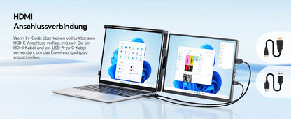 Dopesplay 14.1 inch Portable Monitors 1200P HDR External Screen Extender for Laptop XBox PS4 5 Second Display up to 17.3 Laptops.