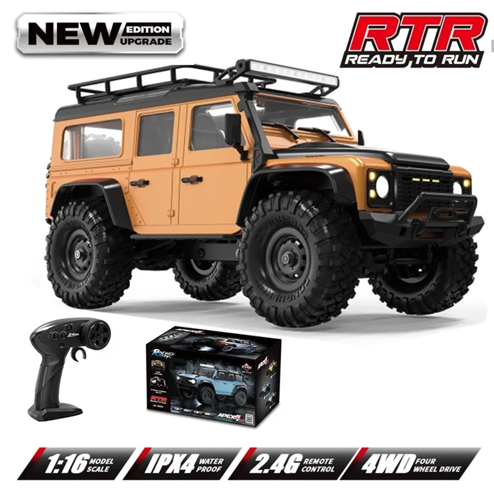 HB R1601 RC Car 1:16 2.4G 4WD Off-Road Remote Control Cars with LED Crawler Trucks Climbing Vehicle Model Toys for Kids Adult.