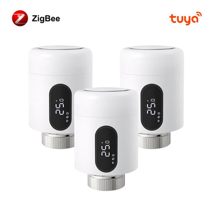 AVATTO 1~6PCS Tuya ZigBee TRV Thermostatic Valve,Smart Thermostat Radiator Actuator With Ambient Light,Alexa Google Home Alice