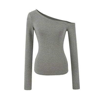 Women One Shoulder Long Sleeve Top Tee Tshirt