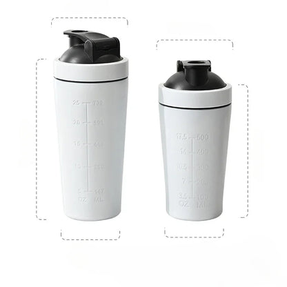 500ML/750ML Stainless Steel Protein Powder Shaker Bottle with Steel Ball and Scale Leak Proof Gym Fitness Sport Whey Shakes Cup.