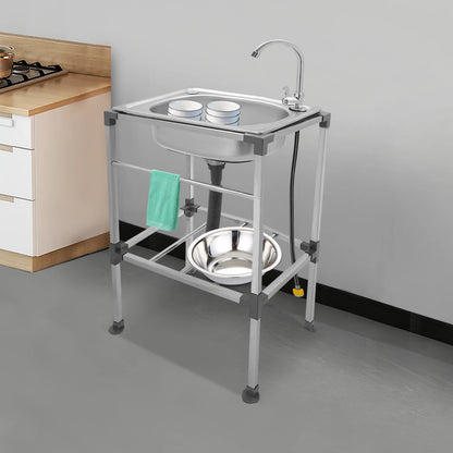 Freistehendes Küchenspülbecken mit Wasserhahn, 18,9 x 13,78 Zoll, Mehrzweckspülbecken-Set aus Edelstahl, 132 Pfund Kapazität für Zuhause, Wäsche, Garage