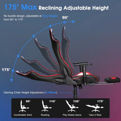 GC-RC03 Massage-Gaming-Stuhl, 7-Punkt-Sitzhöhe, ergonomischer Bürostuhl mit Fußstütze und Lordosenstütze für das Heimbüro