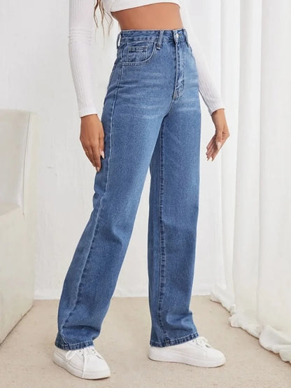Women's jeans loose slimming European and American all-match slimming straight pants.
