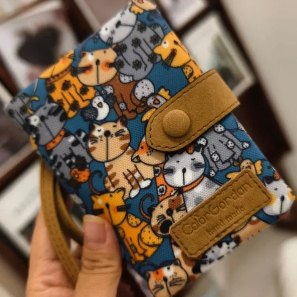 Women Cute Zipper Hasp Short Wallet PU Leather-Capacity Coin Purse Money Bag Frosted Printing ID Card Holder Girl Cute Clutch.