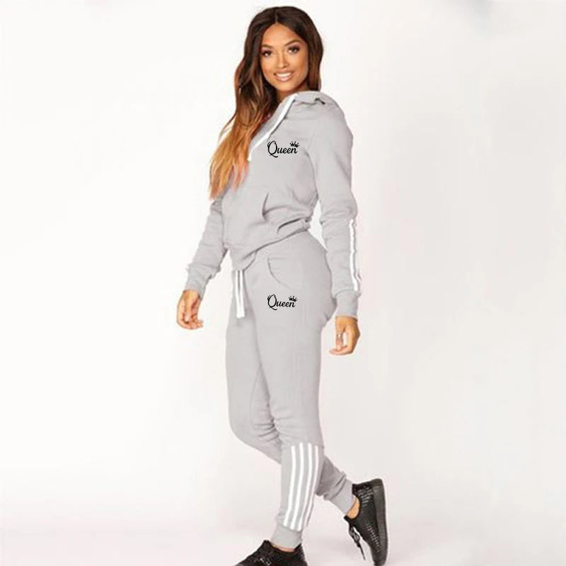 Hot Women's Fashion Tracksuit Striped Hoodies and Jogger Pants Ladies Daily Casual Clothes.