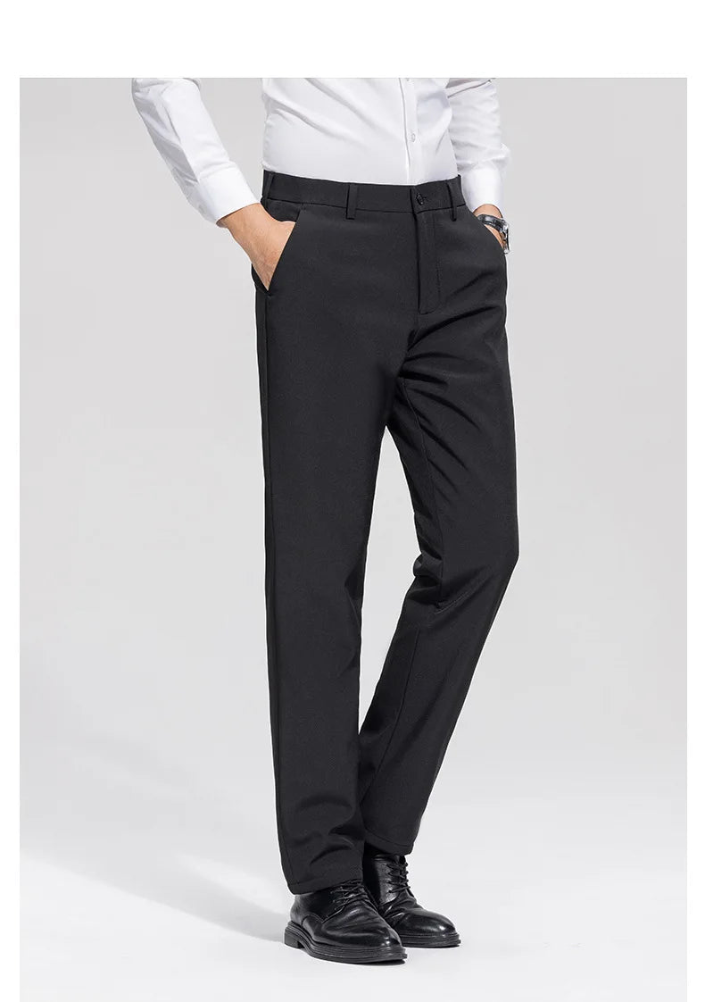 Men's Formal Down Pants 90% White Duck Down Winter Business Trousers Thickened Warm Straight Stretchable Office Pants Man PT-594.