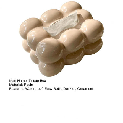 Luxury Tissue Boxes Marshmallow Ceramic Tissue Box Cream Tissue Holder Cover Napkin Holder Storage Box Home Living Room Decor.