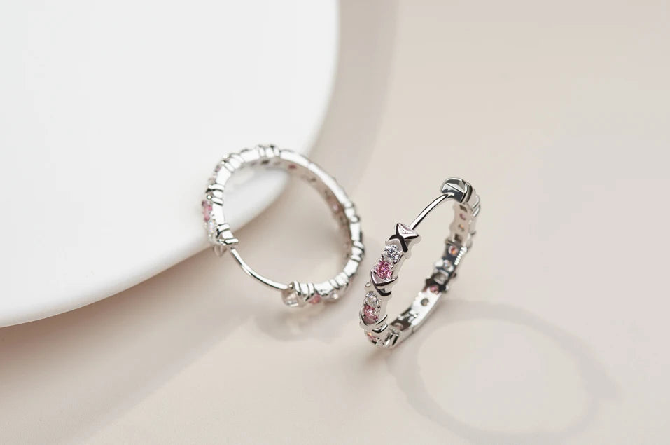 GIGAJEWE Moissanite D Nova Pink Color VVS1 Total 1.92ct 925 Silver Earring 18K Gold Plated Diamond Test Passed Jewelry Girl Gift.