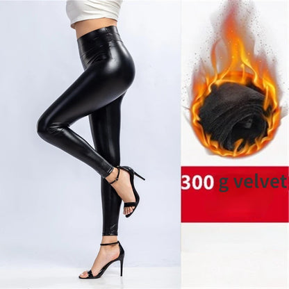 Skinny leggings Black Velvet High Waist Leggings Stretchy Skinny.