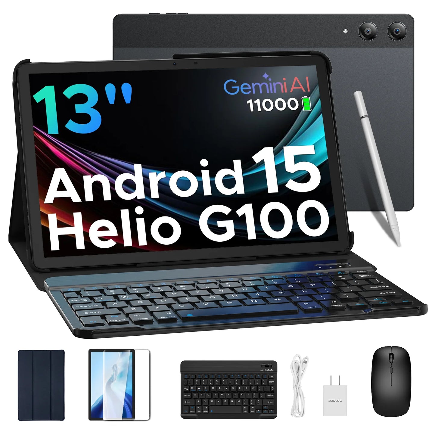 Doogee Tab E3 Pro 2 in 1 Tablet Pc 13" Android 15 Gemini Ai 32Gb Ram(8+24) 256Gb 11000Mah Battery Helio G100 Octa Core Tablet Pc.