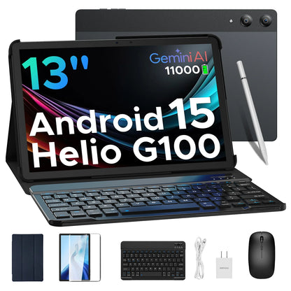 Doogee Tab E3 Pro 2 in 1 Tablet Pc 13" Android 15 Gemini Ai 32Gb Ram(8+24) 256Gb 11000Mah Battery Helio G100 Octa Core Tablet Pc.