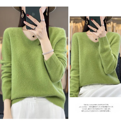 2024 100% Merino Reine Wolle V-ausschnitt Herbst Und Winter Pullover Pullover Neue Kaschmir Pullover frauen Beiläufige Gestrickte Top DMR201
