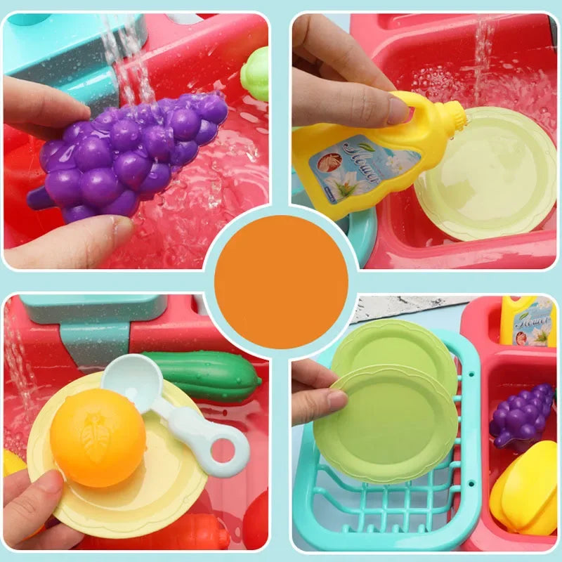 Kitchen Toy Plastic Dish Wash Sink Set Children Simulation Pretend Role Play Housework Kit Early Educational Toys for Children.