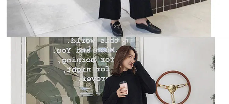 Loribindwood Gestrickte Pullover Breite Bein Hosen Anzug für Frauen Herbst/winter 2022, Neue Koreanische Lose Mode Zwei-stück Set