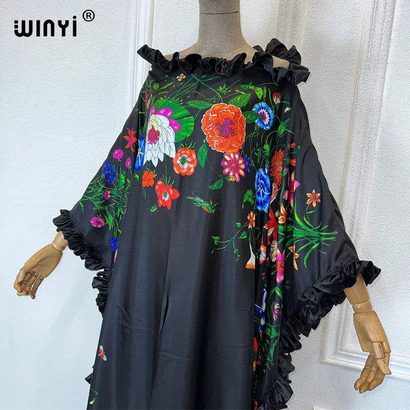 WINYI Middle East Print kaftan fashion african clothing beach outfits for women evening maxi dress muslim abaya dubai luxury.