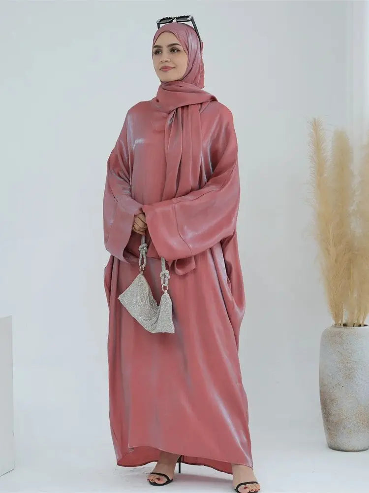 Eid Modest Satin Khimar Abaya Dubai Luxury 2024 Muslim Islam Arabic Abayas For Women Kaftan Hijab Dress Robe Femme Musulmane