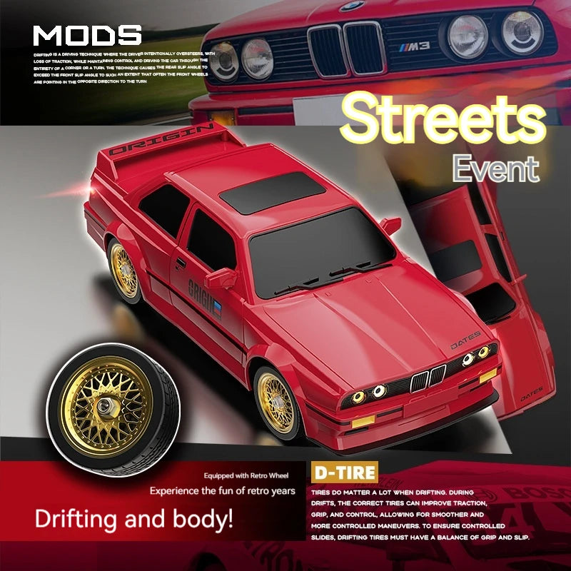 New Rc Car Four-Wheel Drive 1:16 Retro E30 Sports Car Remote Control Car 4wd 30km/H High Speed Drift Car 2.4g Cvt Rc Car Toy Boy.